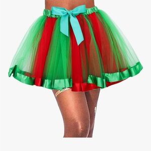 Vibrant Green and Red Tulle Mini Skirt Adult